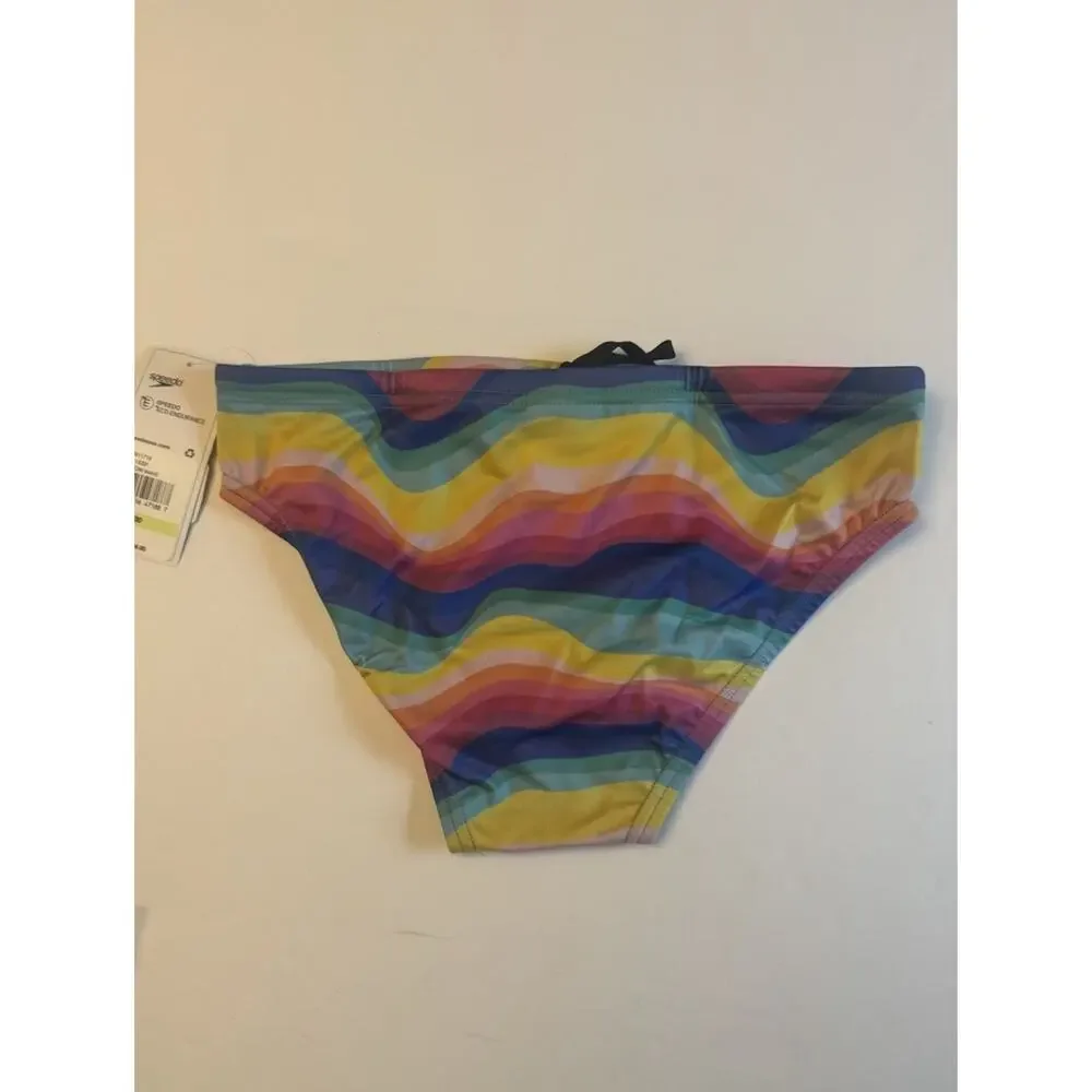 Speedo Eco Endurance Rainbow Wave Swim Briefs Size 30 NWT Pride